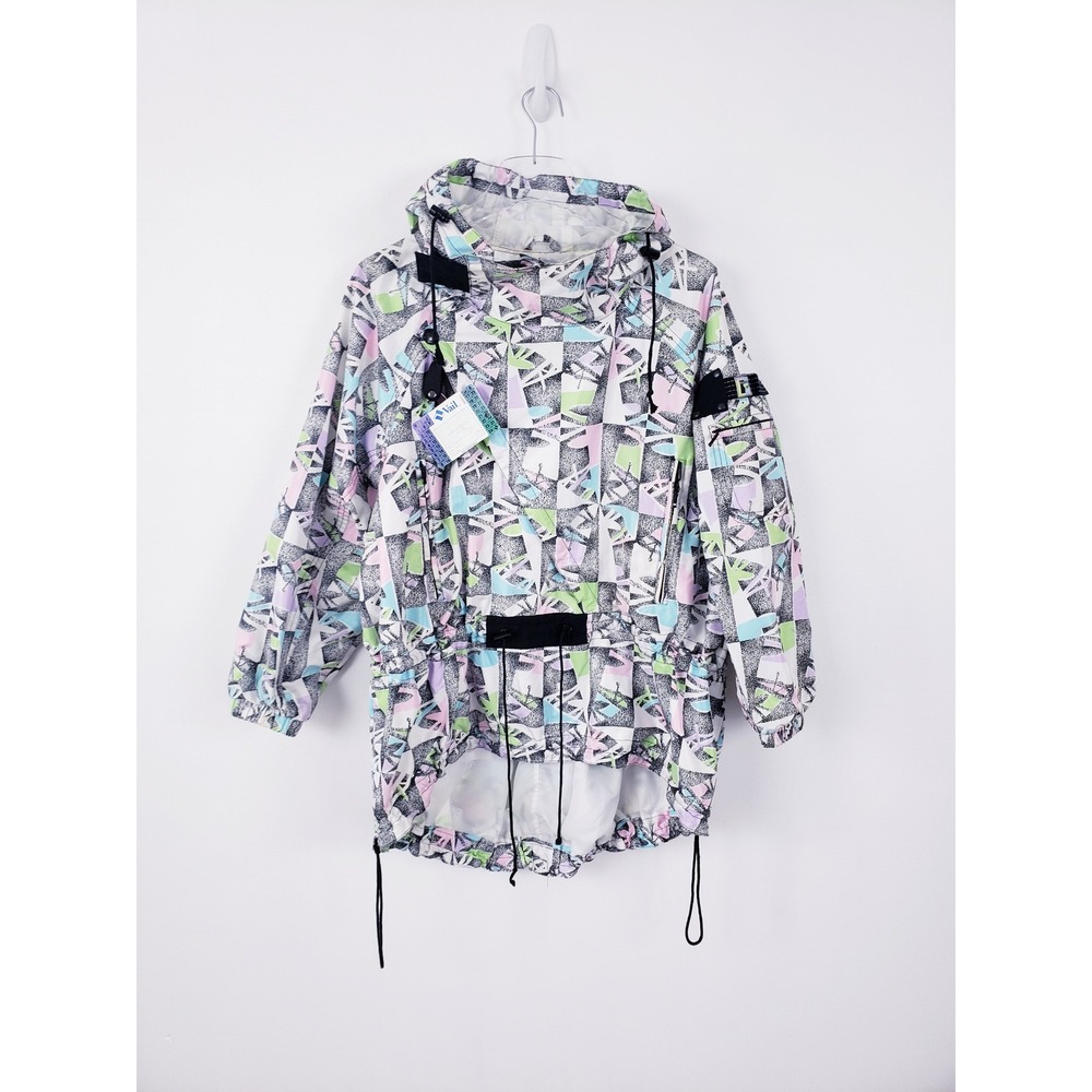 VIntage 90s Kaelin Ski Pullover Jacket Multicolor Abstract Geometric Hooded 6